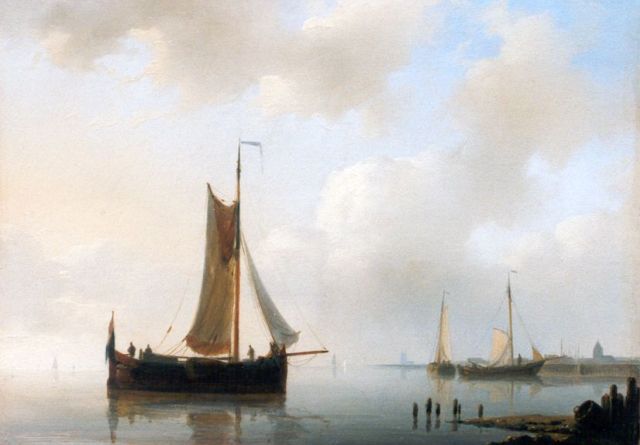 Abraham Hulk | Shipping in a calm, oil on panel, 15.0 x 20.8 cm