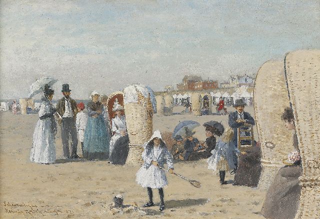Rasch H.  | The beach of Scheveningen, oil on painter's board 19.0 x 27.3 cm, signed l.l. and dated 1891