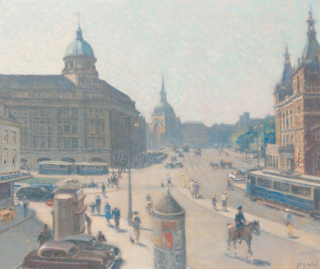 A.P. Schotel | The Leidseplein, Amsterdam, oil on canvas, 60.2 x 70.5 cm, signed l.r.