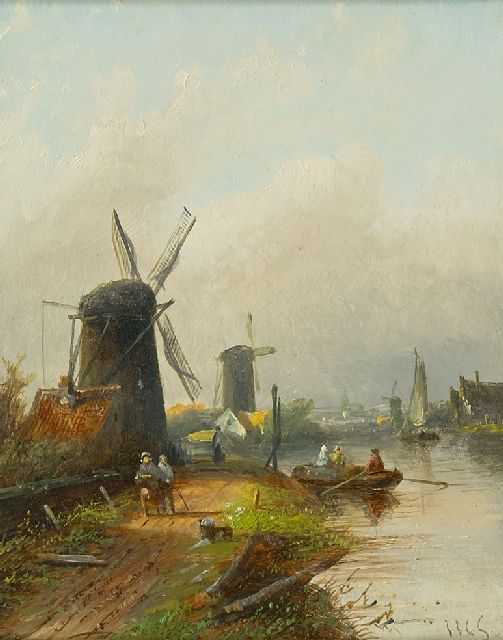 Jacob Jan Coenraad Spohler | Dutch river landscape, oil on panel, 20.4 x 16.0 cm, signed l.r. with initials