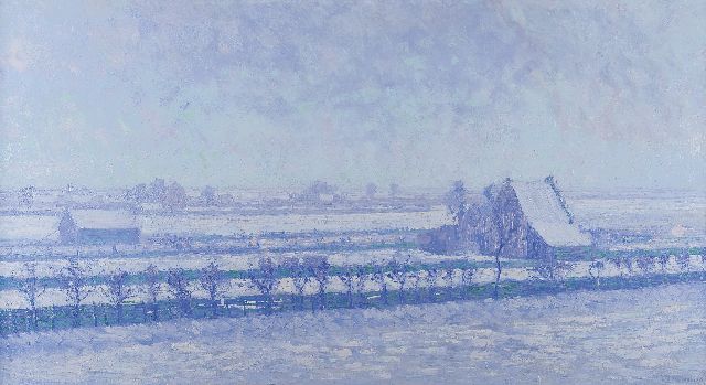 Dirk Smorenberg | Landscape in the snow, Loosdrecht, oil on canvas, 62.5 x 117.0 cm, signed l.r. and dated '12