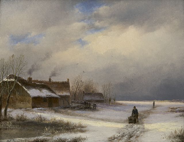 Anton Braakman | Farmhouse in the snow, oil on panel, 18.5 x 23.1 cm, signed l.l.