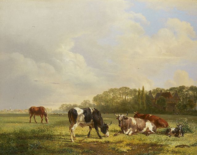 Os P.G. van | Cattle at pasture, oil on canvas 69.7 x 88.0 cm, signed r.o.c. and dated 1834