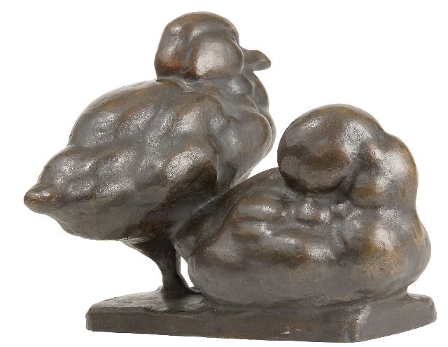 August Gaul | Two little swans, bronze, 22.7 x 27.0 cm, signed on the base