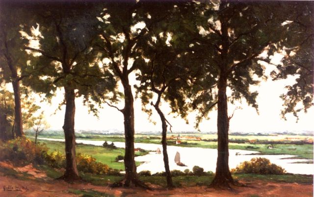 Dekker H.N.  | A view of the river Rijn, oil on canvas 40.0 x 60.8 cm, signed l.l. and dated 1923