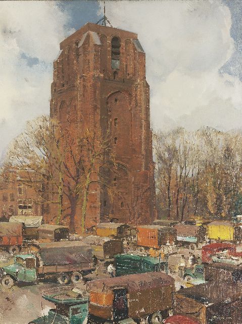 Piet van der Hem | The Oldehove church in Leeuwarden, oil on canvas, 90.4 x 70.4 cm, signed l.r. and painted in 1935