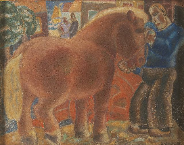 Leo Gestel | Farmer and horse, pastel on paper, 25.8 x 32.8 cm, signed l.r. and dated '28