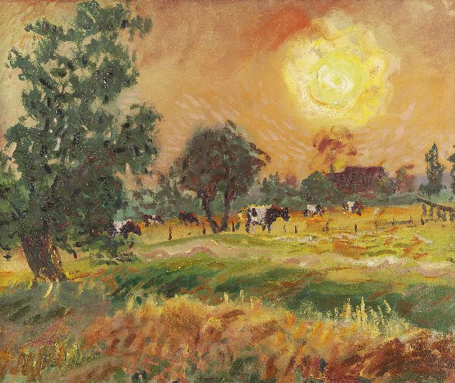 Altink J.  | Cows in the evening sun, oil on canvas 50.0 x 60.3 cm, signed l.r. and dated '41