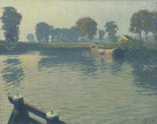 Schotel A.P.  | View near Muiden, oil on canvas 40.3 x 50.5 cm, signed l.r.
