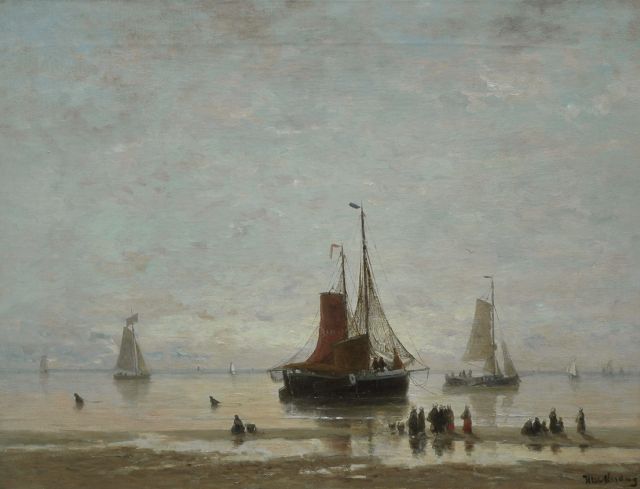 Mesdag H.W.  | Sailing boats at sunset, oil on canvas 60.5 x 80.7 cm, signed l.r.