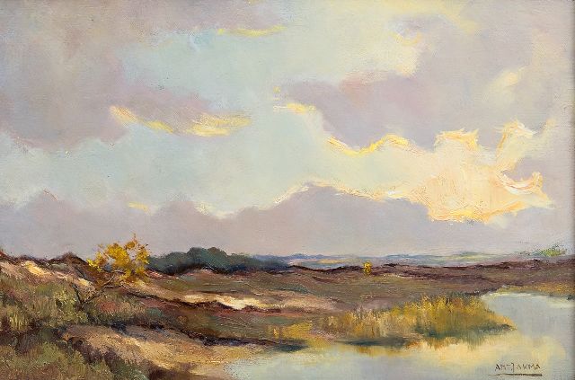 Jakma J.A.  | Heathland, oil on canvas 30.0 x 43.5 cm, signed l.r.