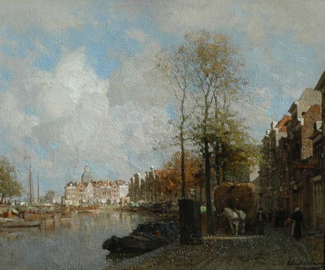 Karel Klinkenberg | A view on the Galgewater, Leiden, oil on canvas, 39.1 x 47.2 cm, signed l.r.