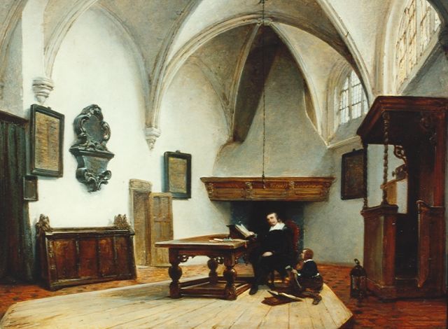 Johannes Bosboom | The Grote Kerk, Breda, Holland, oil on panel, 37.5 x 45.5 cm, signed l.r.