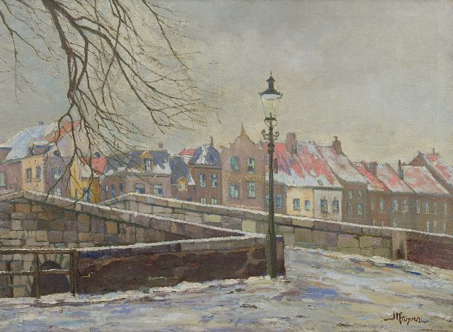 Jan Kruysen | The Stenen Brug in Roermond in the snow, oil on canvas, 74.1 x 100.5 cm, signed l.r.