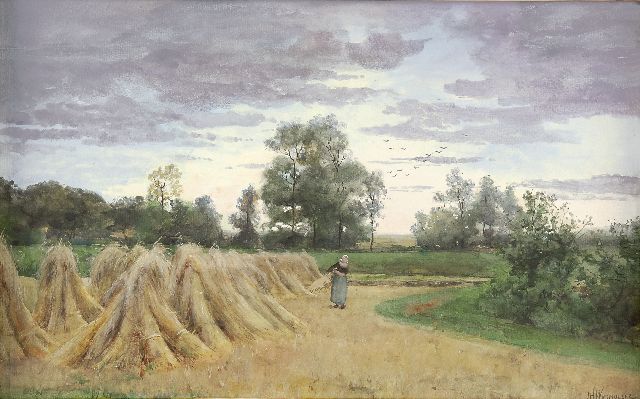 Jan Hillebrand Wijsmuller | Harvest time, watercolour on paper, 28.9 x 45.4 cm, signed l.r.