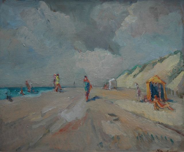 Neuburger E.  | On the beach, oil on board 38.0 x 46.0 cm, signed l.r.