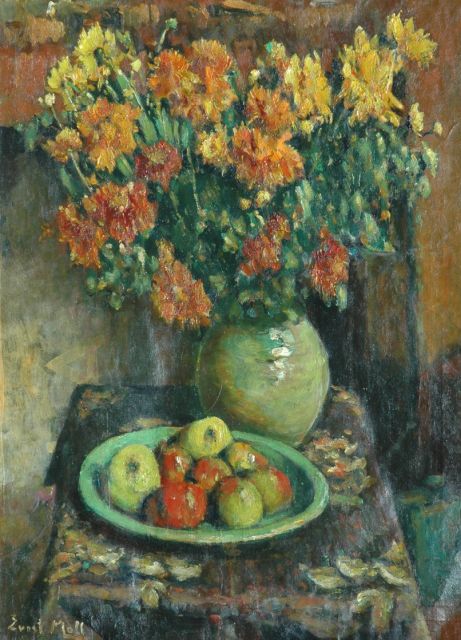 Evert Moll | Still life with flowers and fruit, oil on canvas, 80.0 x 60.0 cm, signed l.l.