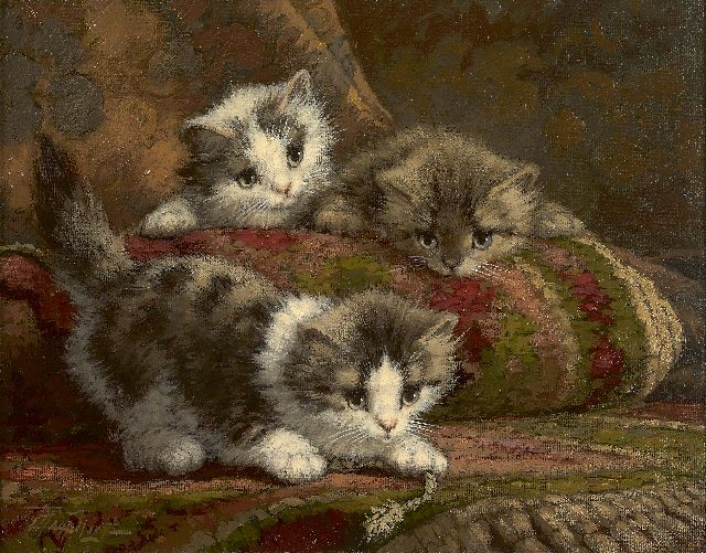 Raaphorst C.  | Three kittens, oil on canvas 24.2 x 30.3 cm, signed l.l.