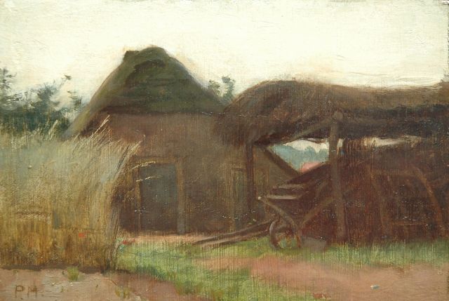 Piet Meiners | Farm, oil on panel, 14.7 x 21.4 cm, signed l.l. with initials