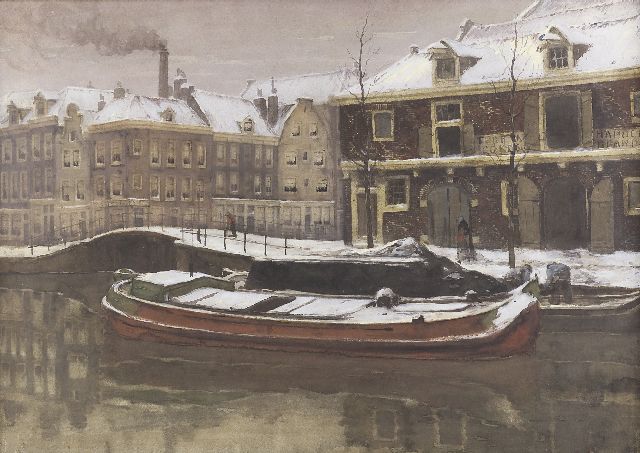 Willem Witsen | Winter view of a canal in a Dutch city, watercolour on paper, 56.0 x 78.7 cm
