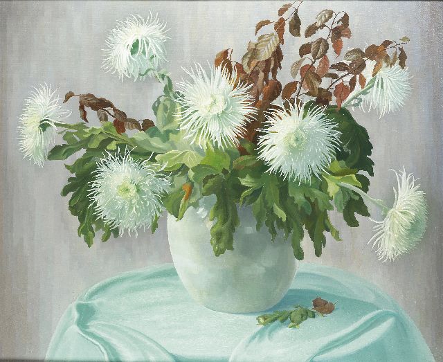 Smorenberg D.  | Chrysanteum, oil on canvas 100.2 x 120.0 cm, signed l.r.