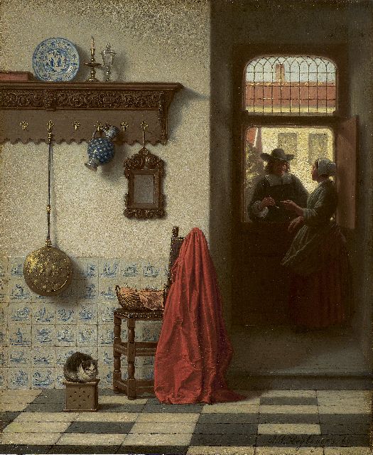 Heijligers A.F.  | The little chat, oil on panel 21.6 x 17.8 cm, signed l.r. and painted '60