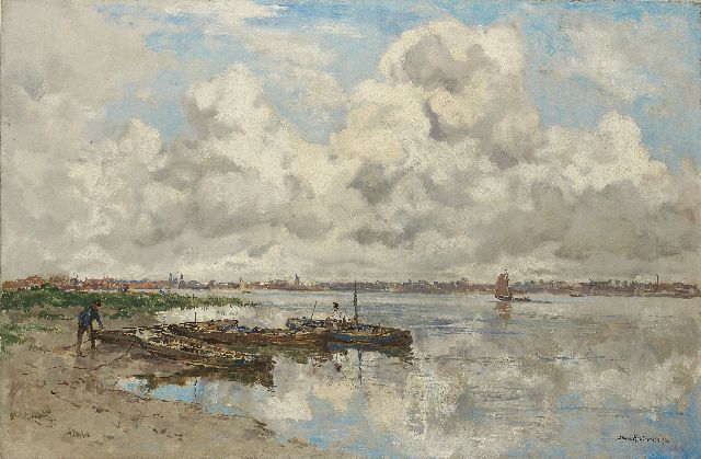 Johan Hendrik van Mastenbroek | A quiet corner on the river, oil on canvas, 46.9 x 71.1 cm, signed l.r. and dated 1920