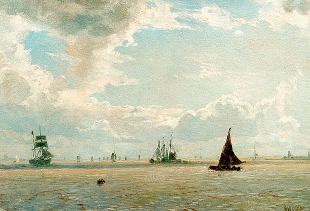 Willem van Deventer | Seascape, oil on canvas laid down on panel, 20.5 x 28.3 cm, signed l.r. with initials