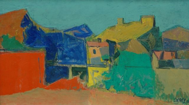 Wim Oepts | Houses, oil on canvas, 24.2 x 40.9 cm, signed l.r. and dated '61