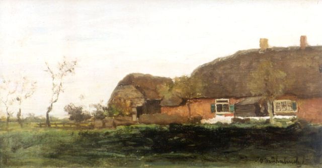 Weissenbruch H.J.  | A farm in a polder landscape, oil on canvas 19.0 x 34.1 cm, signed l.r.