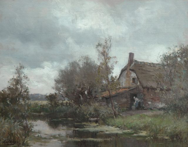 Chris van der Windt | Farm along a polder canal, oil on canvas, 41.0 x 50.0 cm, signed l.l.