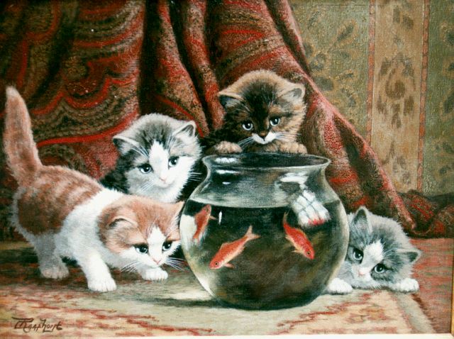 Cornelis Raaphorst | Playful kittens, oil on canvas, 30.0 x 40.0 cm, signed l.l.