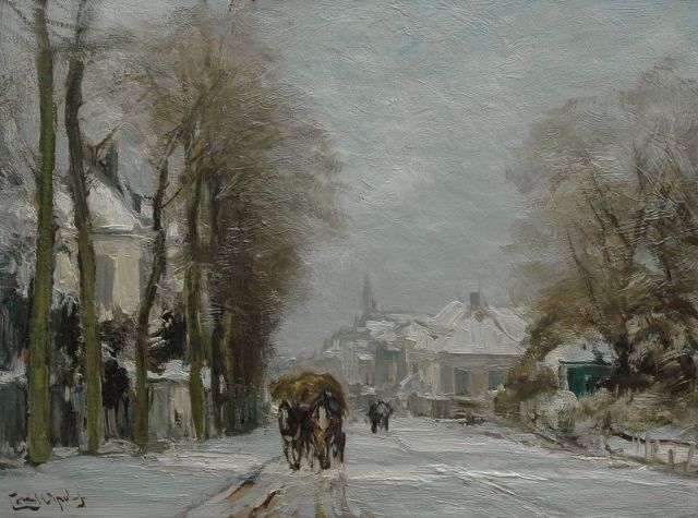 Louis Apol | A horse-drawn cart in the snow, oil on canvas, 30.2 x 40.3 cm, signed l.l.