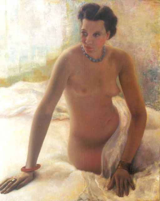 Schram W.J.B.A.  | Nude, oil on canvas 100.4 x 80.2 cm, signed u.r. and reverse on stretcher