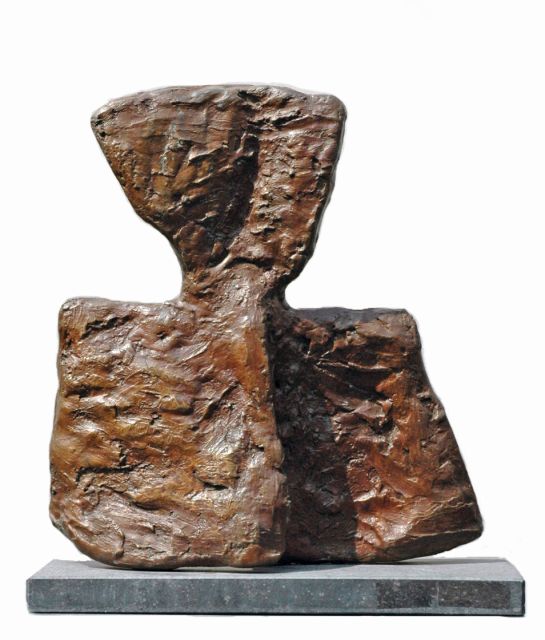 LeRoy A.  | Figure in the wind, bronze 38.0 x 32.0 cm, signed with initials on lower side.