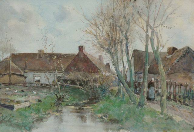 Willem van der Nat | Farmer's cottages, watercolour on paper, 29.5 x 42.5 cm, signed l.r.