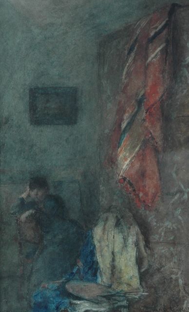 Oyens D.  | In the studio, watercolour on paper 48.4 x 29.6 cm, signed l.r.