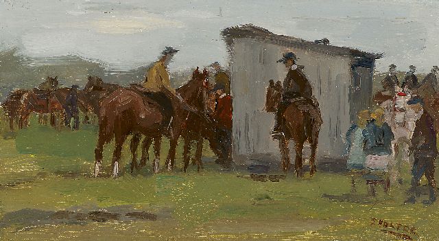 Cor Noltee | Horse show, Dordrecht, oil on board, 12.8 x 23.0 cm, signed l.r.