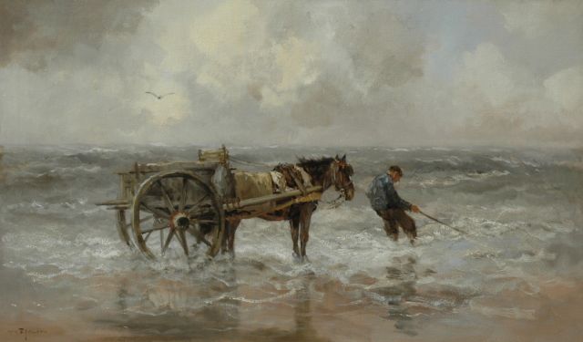 Willem George Frederik Jansen | Shell fisherman, oil on canvas, 60.0 x 104.0 cm, signed l.l.