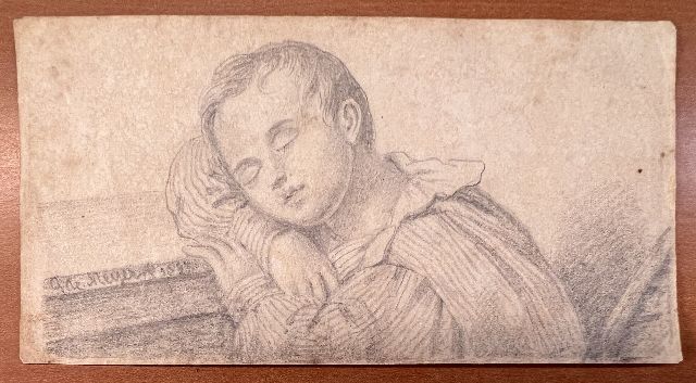 Gillis Meijer | The sleeping child, pencil on paper, 7.3 x 14.0 cm, signed l.l. and dated 1837