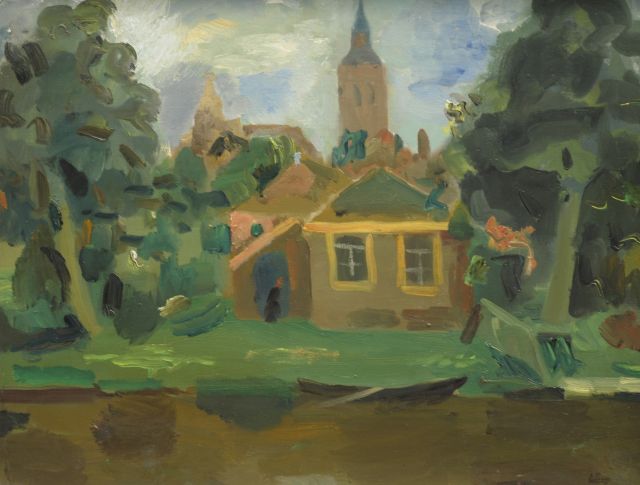 Berg E.  | A village's view i.o., oil on canvas 66.2 x 85.0 cm, signed l.r.