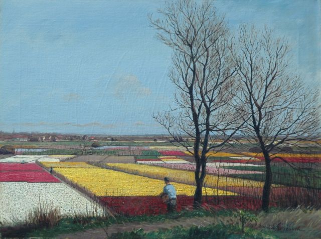 Noteboom D.  | Tulip fields near Noordwijk, oil on canvas 45.9 x 60.8 cm, signed l.r.