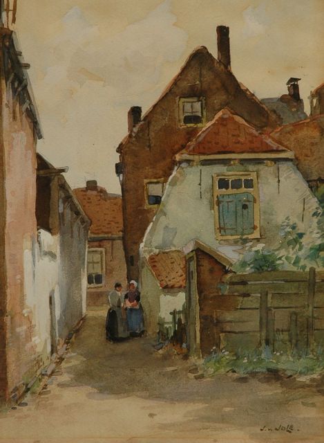 Jole J.G. van | A blind alley in Leidschendam, watercolour on paper 35.7 x 25.7 cm, signed l.r.