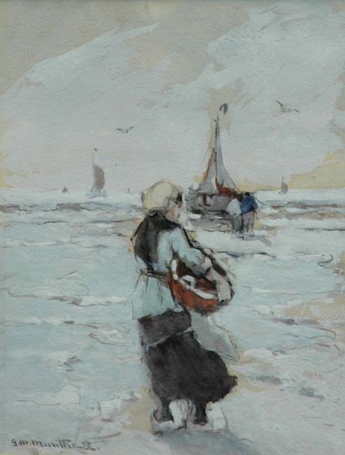 Morgenstjerne Munthe | Waiting for the catch, watercolour on paper, 29.3 x 23.0 cm, signed l.l. and dated '22