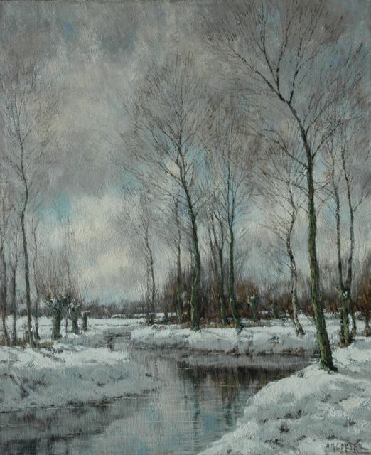 Gorter A.M.  | The Vordense Beek in winter, oil on canvas 56.5 x 46.4 cm, signed l.r.