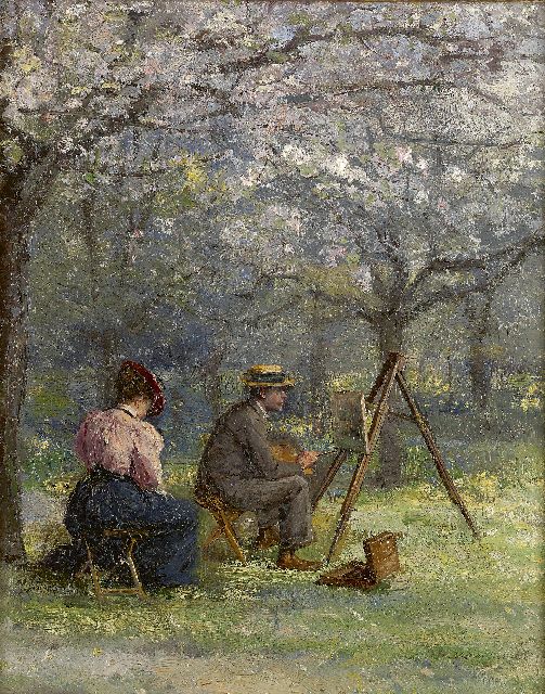 Louis van Engelen | The plein air painter, oil on panel, 24.5 x 19.7 cm, signed l.r.