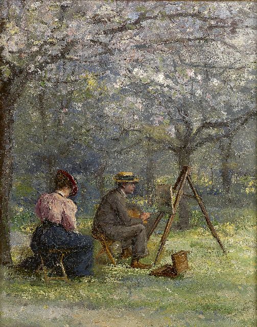 Engelen A.F.L. van | The plein air painter, oil on panel 24.5 x 19.7 cm, signed l.r.