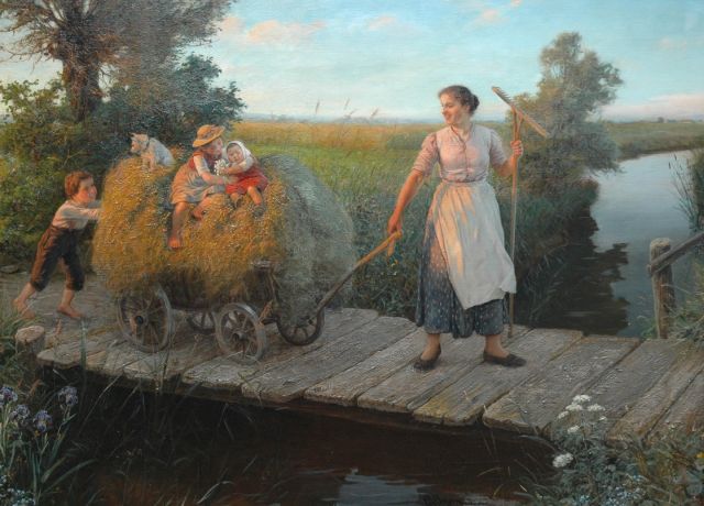 Karl von Bergen | Going home after a day's work, oil on canvas, 79.5 x 116.0 cm, signed l.m.