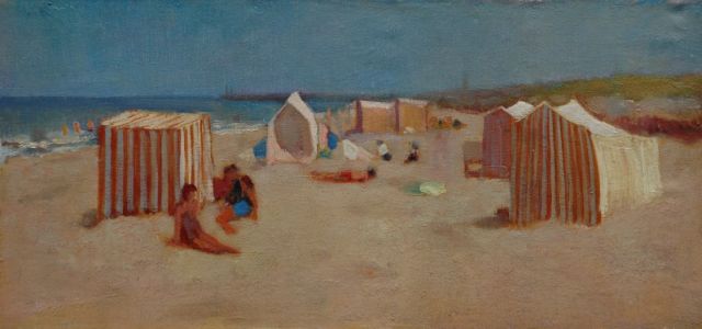 Snijders Chr.P.  | Sunny beach, oil on canvas 24.3 x 50.2 cm