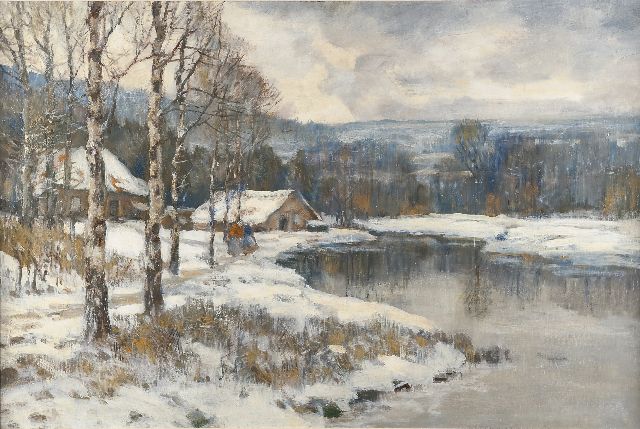 Louis van Soest | Winter landscape with figures on the Veluwe, oil on canvas, 60.3 x 90.0 cm